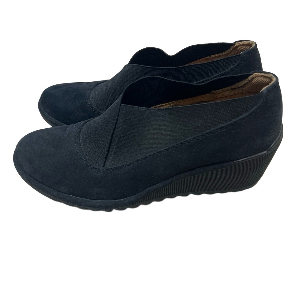 Comfortiva Black Suede Wedge Slip On Shoes Women’s 9.5 M Memory Foam - Picture 4 of 8